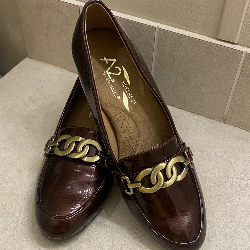 A2 By Aerosoles Women's Dark Brown Chain Loafers 5.5